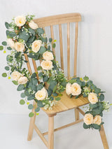 Champagne Roses Eucalyptus Garland 12 Ft 2 Pack Wedding Centerpiece