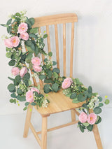 Artificial Eucalyptus Garland With Pink Camellia Wedding Runner Decor 13ft 2 Pack