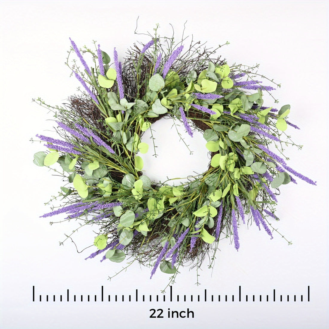 Purple Large Lavender Wreath, 22 Inch Faux Eucalyptus Leaves Spring Summe Wreaths for Front Door for Window Wall Year Round Indoor Outdoor Home Decor