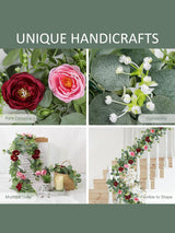 2 Pack 13Ft Red Pink Artificial Eucalyptus Rose Garland For Wedding Centerpieces