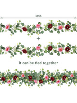 2 Pack 13Ft Red Pink Artificial Eucalyptus Rose Garland For Wedding Centerpieces
