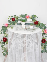 2 Pack 13Ft Red Pink Artificial Eucalyptus Rose Garland For Wedding Centerpieces