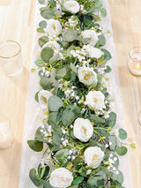 White Rose Eucalyptus Garland 2 Pack 13Ft Wedding Centerpieces