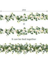 White Rose Eucalyptus Garland 2 Pack 13Ft Wedding Centerpieces
