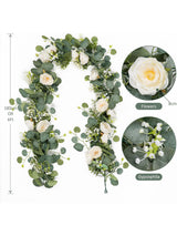 White Rose Eucalyptus Garland 2 Pack 13Ft Wedding Centerpieces