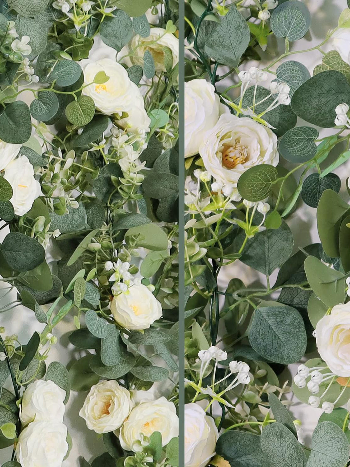 White Rose Eucalyptus Garland 2 Pack 13Ft Wedding Centerpieces