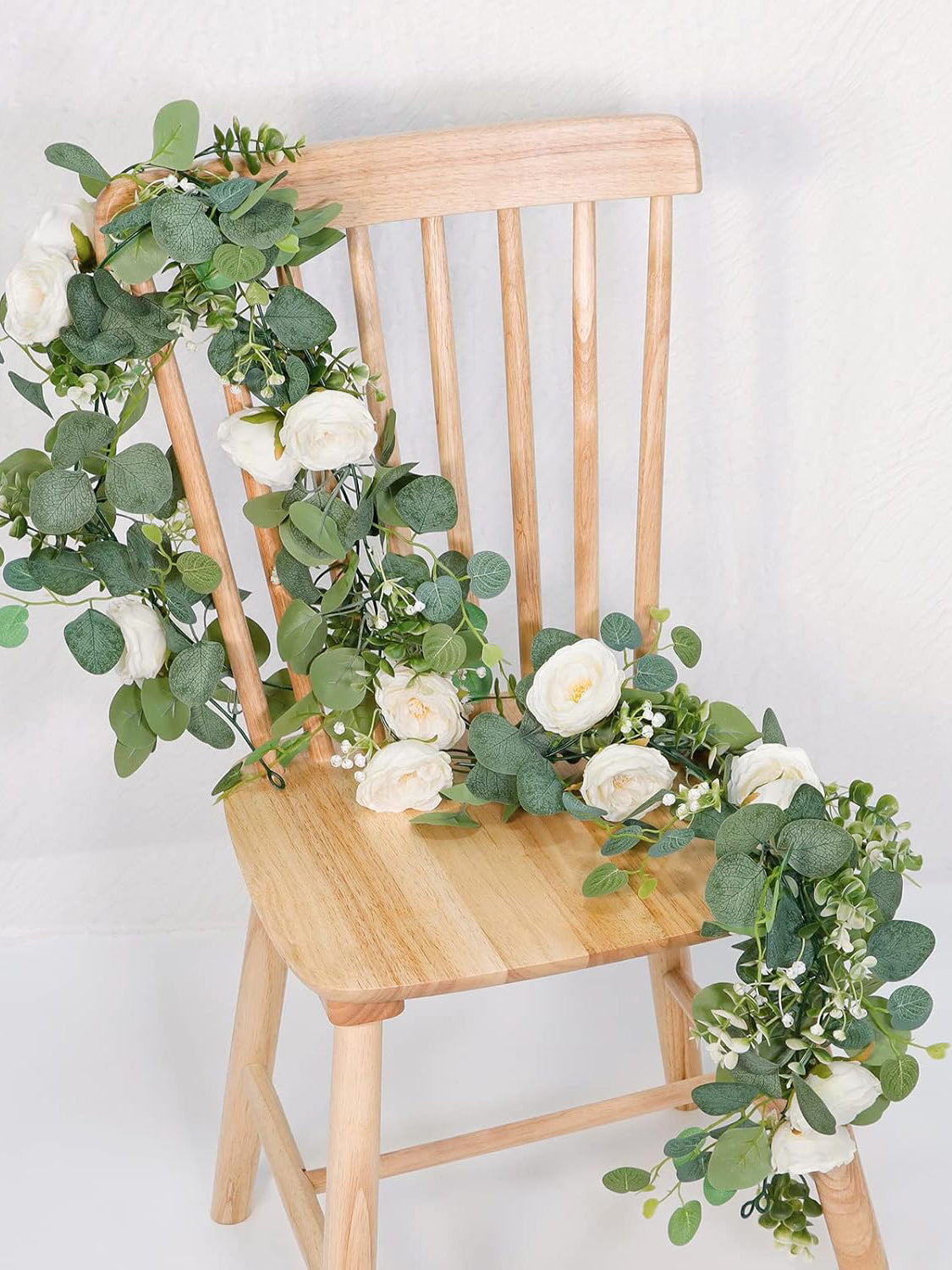 White Rose Eucalyptus Garland 2 Pack 13Ft Wedding Centerpieces
