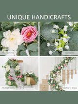 White Pink Artificial Eucalyptus Rose Wedding Runner Centerpiece 2 Pack 13 Ft
