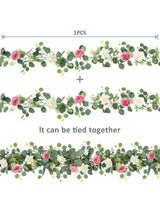 White Pink Artificial Eucalyptus Rose Wedding Runner Centerpiece 2 Pack 13 Ft