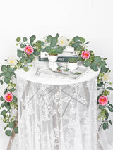 White Pink Artificial Eucalyptus Rose Wedding Runner Centerpiece 2 Pack 13 Ft