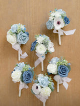 Dusty Blue Wedding Table Centerpieces Set Mini Bridesmaid Bouquets 6 Pack