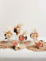Artificial Flowers Centerpieces Mini Bridesmaid Bouquets Set Of 6 Brown And Rust