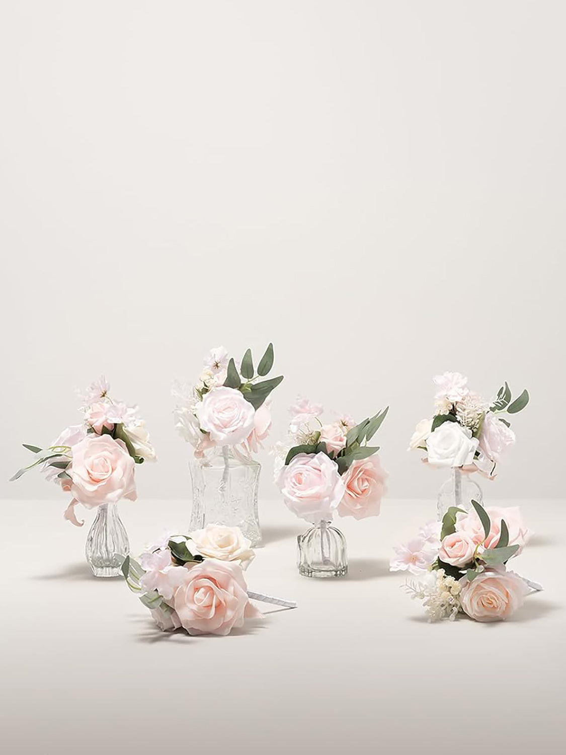 Blush Wedding Centerpieces Floral Decor Mini Bridesmaid Bouquets Set Of 6 Dusty Pink Rose