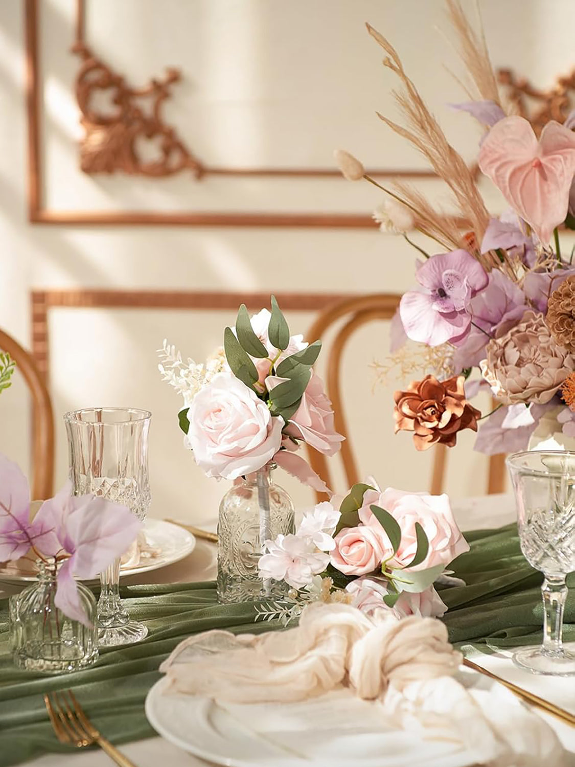 Blush Wedding Centerpieces Floral Decor Mini Bridesmaid Bouquets Set Of 6 Dusty Pink Rose