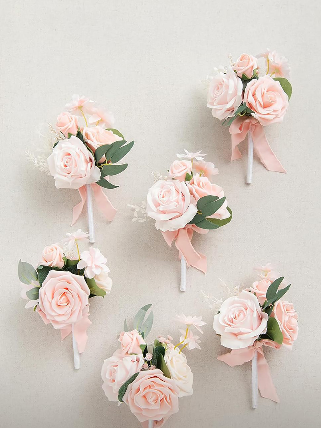 Blush Wedding Centerpieces Floral Decor Mini Bridesmaid Bouquets Set Of 6 Dusty Pink Rose