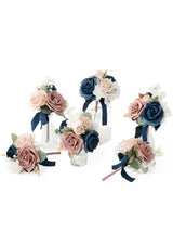 Dusty Rose & Navy Wedding Centerpieces Mini Bridesmaid Bouquets Set 6