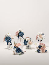 Dusty Rose & Navy Wedding Centerpieces Mini Bridesmaid Bouquets Set 6