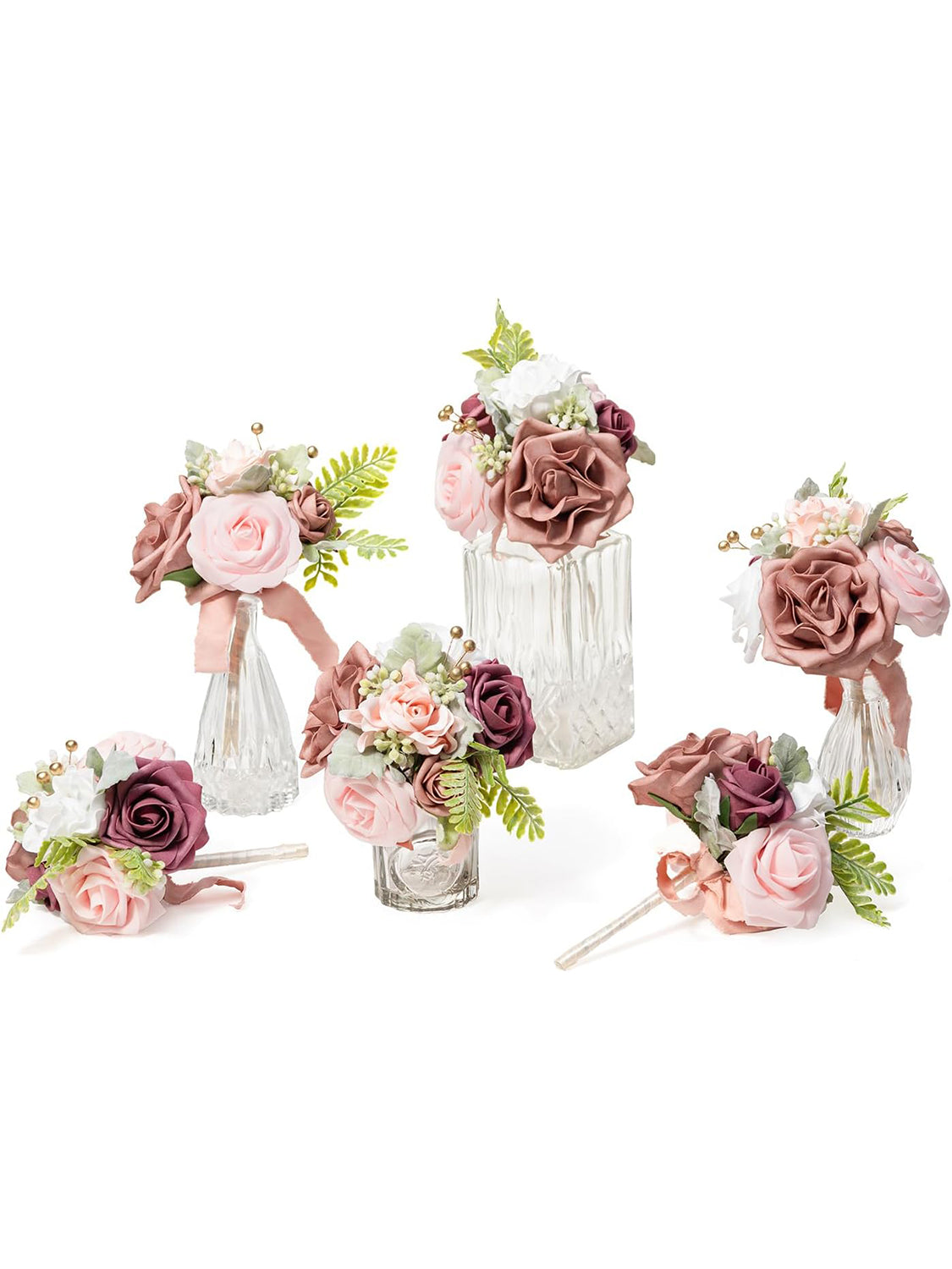 Dusty Rose Wedding Centerpieces Set of 6 Mini Bridesmaid Bouquets