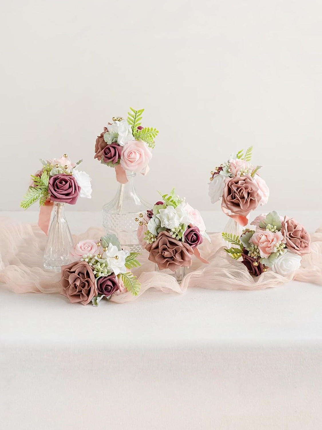 Dusty Rose Wedding Centerpieces Set of 6 Mini Bridesmaid Bouquets