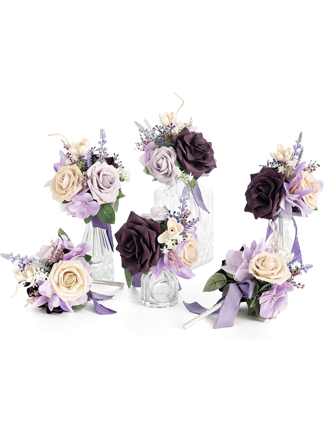Lilac Mini Bridesmaid Bouquets 6-Pack For Wedding Centerpieces