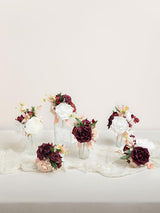 Marsala & White Flowers Mini Bridesmaid Bouquets Set of 6 Centerpieces