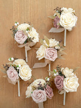 Ivory Dusty Rose Boho Wedding Table Centerpieces 6 Piece Bridesmaid Bouquets