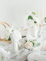 White Wedding Mini Bridesmaid Bouquets Set of 6 Centerpieces