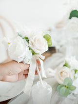White Wedding Mini Bridesmaid Bouquets Set of 6 Centerpieces