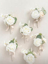 White Wedding Mini Bridesmaid Bouquets Set of 6 Centerpieces