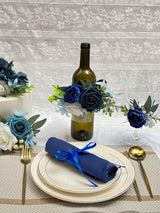 Navy Blue Artificial Wine Cup Flower Set 6 Pcs For Wedding Centerpieces