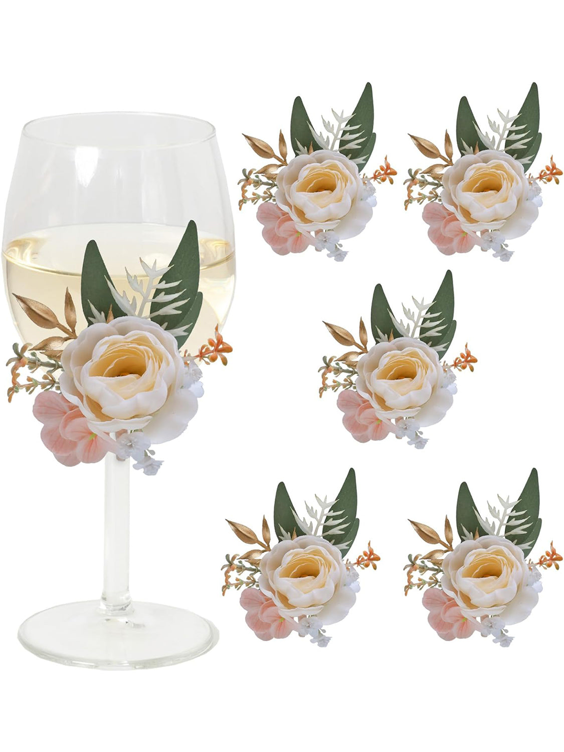 Champagne Wedding Centerpieces Artificial Wine Cup Flower Set 6Pcs Wedding Decor