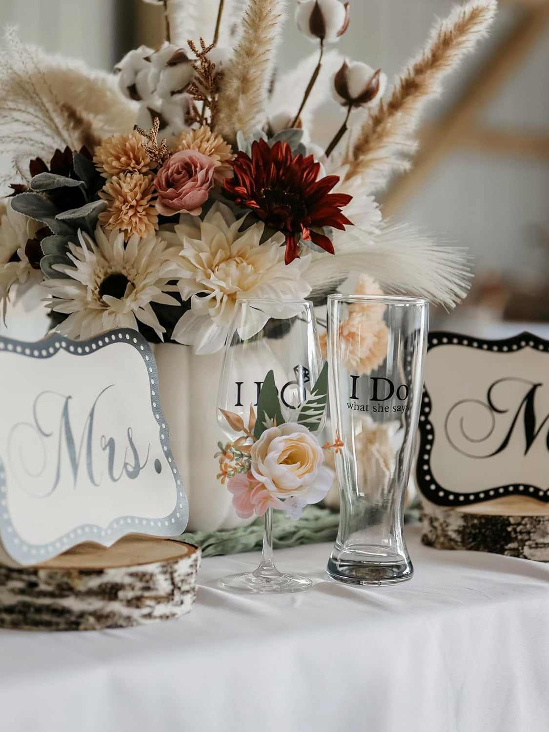 Champagne Wedding Centerpieces Artificial Wine Cup Flower Set 6Pcs Wedding Decor