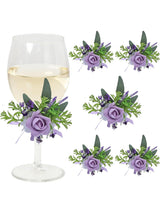 Purple Wedding Centerpiece Wine Cup Flower Set 6Pcs For Decor