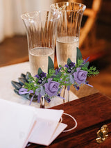 Purple Wedding Centerpiece Wine Cup Flower Set 6Pcs For Decor