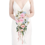 Silk Cascading Bridal Bouquet 10 Inch Blush Pink Light Pink