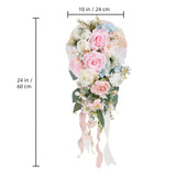 Silk Cascading Bridal Bouquet 10 Inch Blush Pink Light Pink