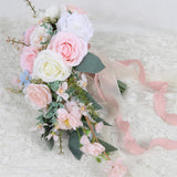 Silk Cascading Bridal Bouquet 10 Inch Blush Pink Light Pink