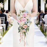 Silk Cascading Bridal Bouquet 10 Inch Blush Pink Light Pink