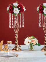 Crimson & White Wedding Table Centerpieces Artificial Rose Balls 9.5in 2 Pcs