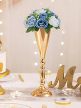 Dusty Blue And White Fake Flower Ball Centerpieces For Weddings 9.5 Inch 2 Pcs