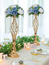Dusty Blue And White Fake Flower Ball Centerpieces For Weddings 9.5 Inch 2 Pcs