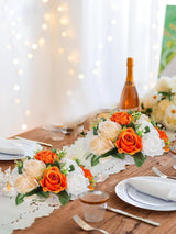 Orange Artificial Flower Ball for Wedding Centerpieces 9.5 Inch Diameter