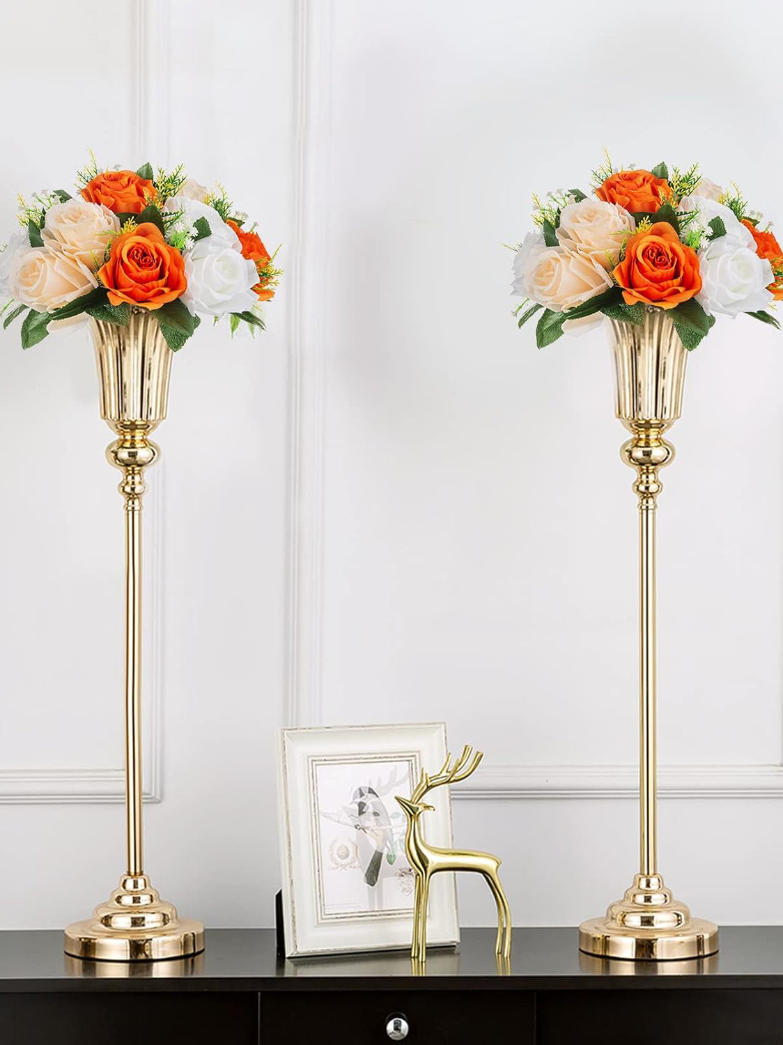 Orange Artificial Flower Ball for Wedding Centerpieces 9.5 Inch Diameter