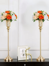 Orange Artificial Flower Ball for Wedding Centerpieces 9.5 Inch Diameter