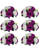 Artificial Flower Ball Arrangement 6 Pack Wedding Centerpiece Purple And White