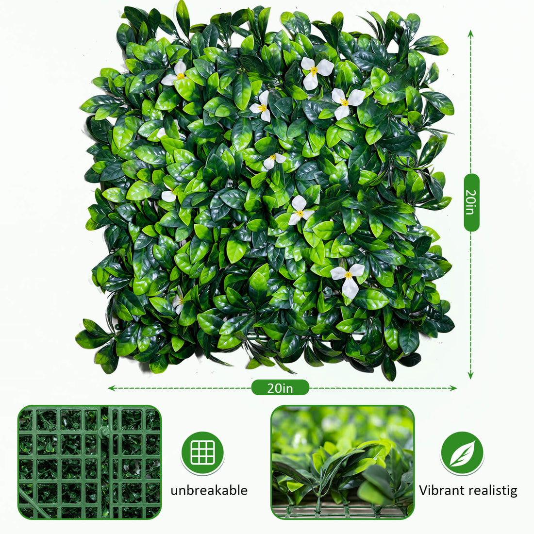 Boxwood Panels, Grass Wall 20"x20"(20pcs), Plant Wall, Grass Backdrop Wall, Privacy Screen, Sun Protected Green Wall Decor