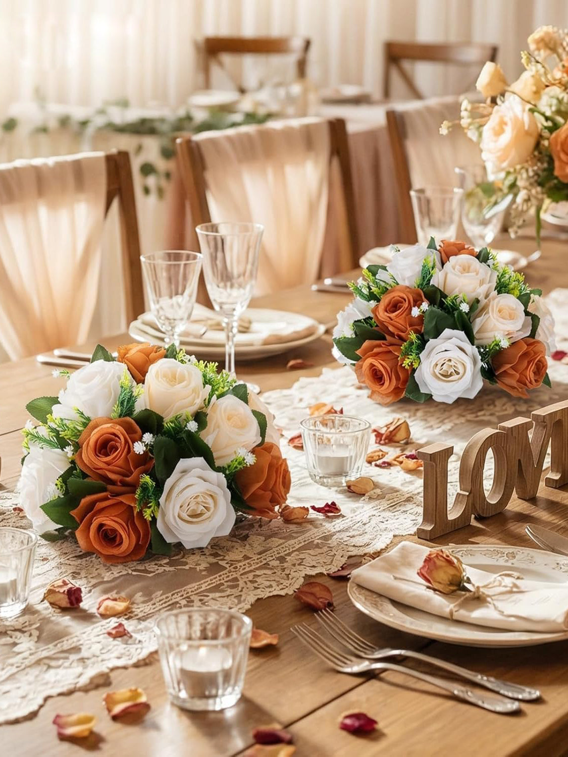 Terracotta Rose Kissing Ball Centerpieces For Wedding 2 Pcs