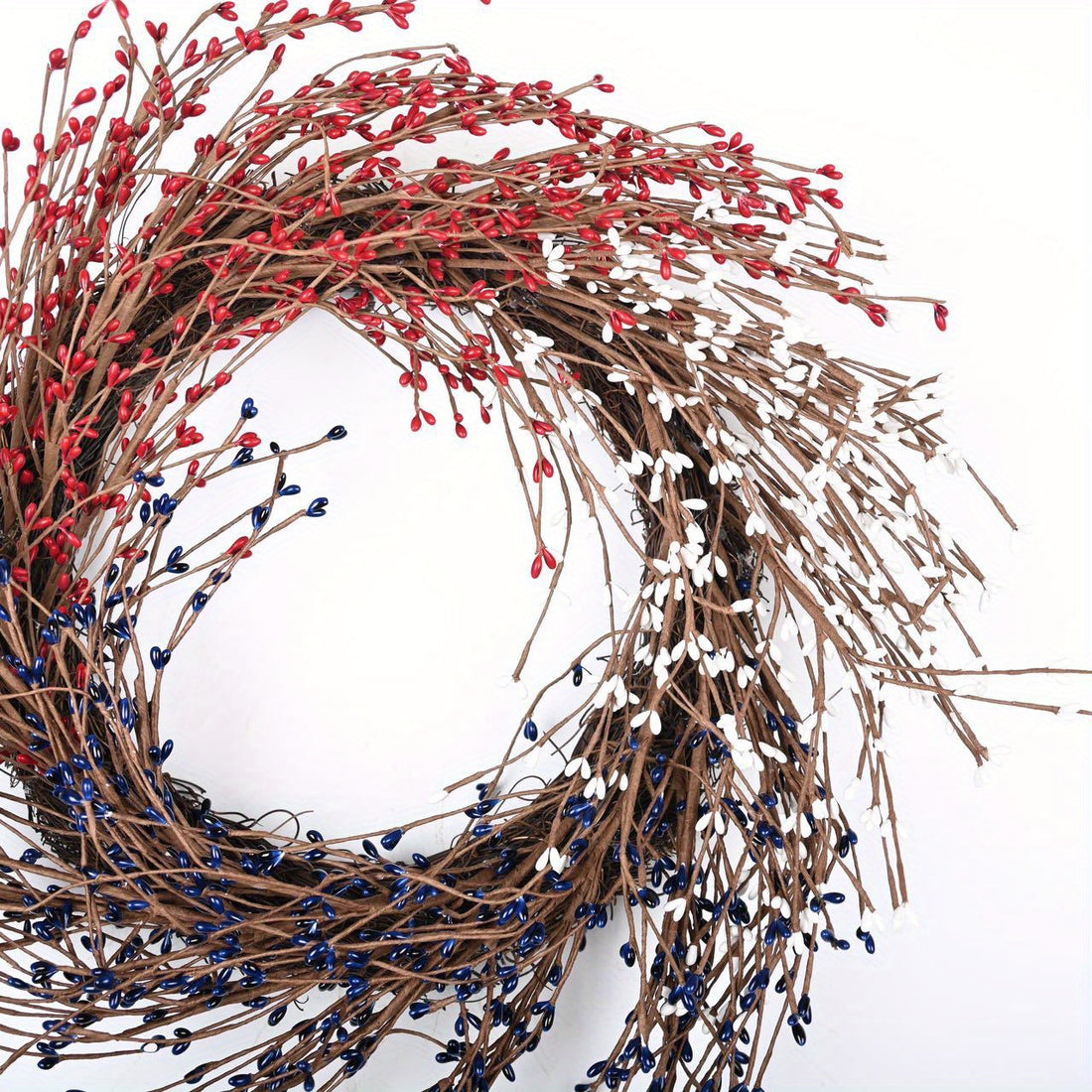 22 Inch Patriotic Wreath Summer Front Door Wreath 4th of July Wreath,Pip Berry Wreath