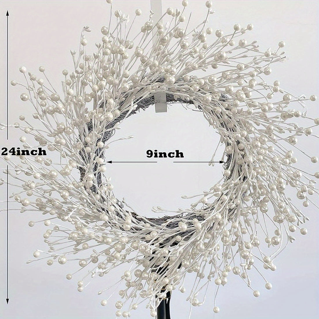 24 Inch Winter Front Door Wreath Pearl White Berry Wreath