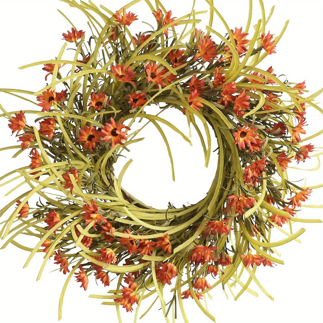 26 Inch Summer Front Door Wreath Daisy Wreaths Front Door Orange Cream Grapevine Wreath Wild Grass Blossom